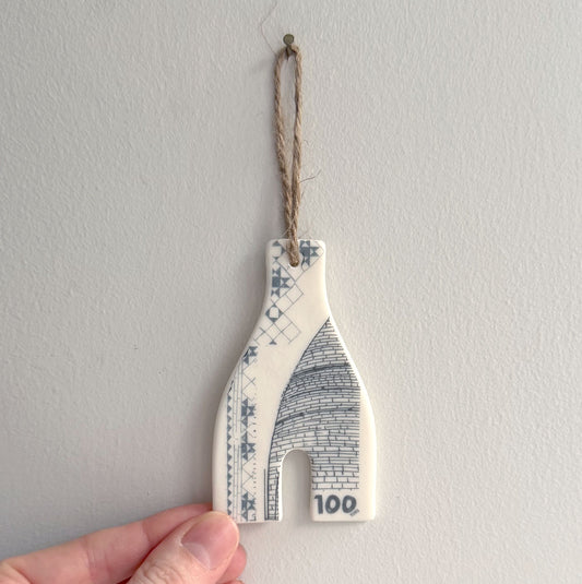 Handmade Bottle Kiln Decoration - 100 Years, Stoke-on-Trent Centenary, Blue