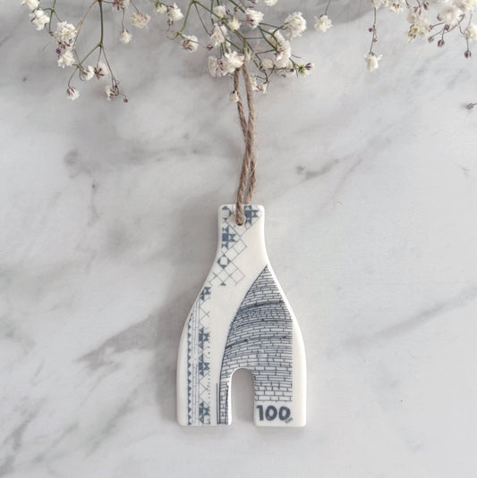 Handmade Bottle Kiln Decoration - 100 Years, Stoke-on-Trent Centenary, Blue