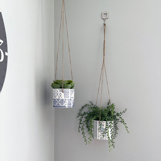 Large Architecture Hanging Planter Pot - Blue