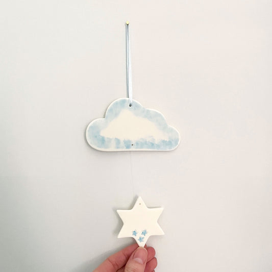 Cloud & Star Decoration - Blue