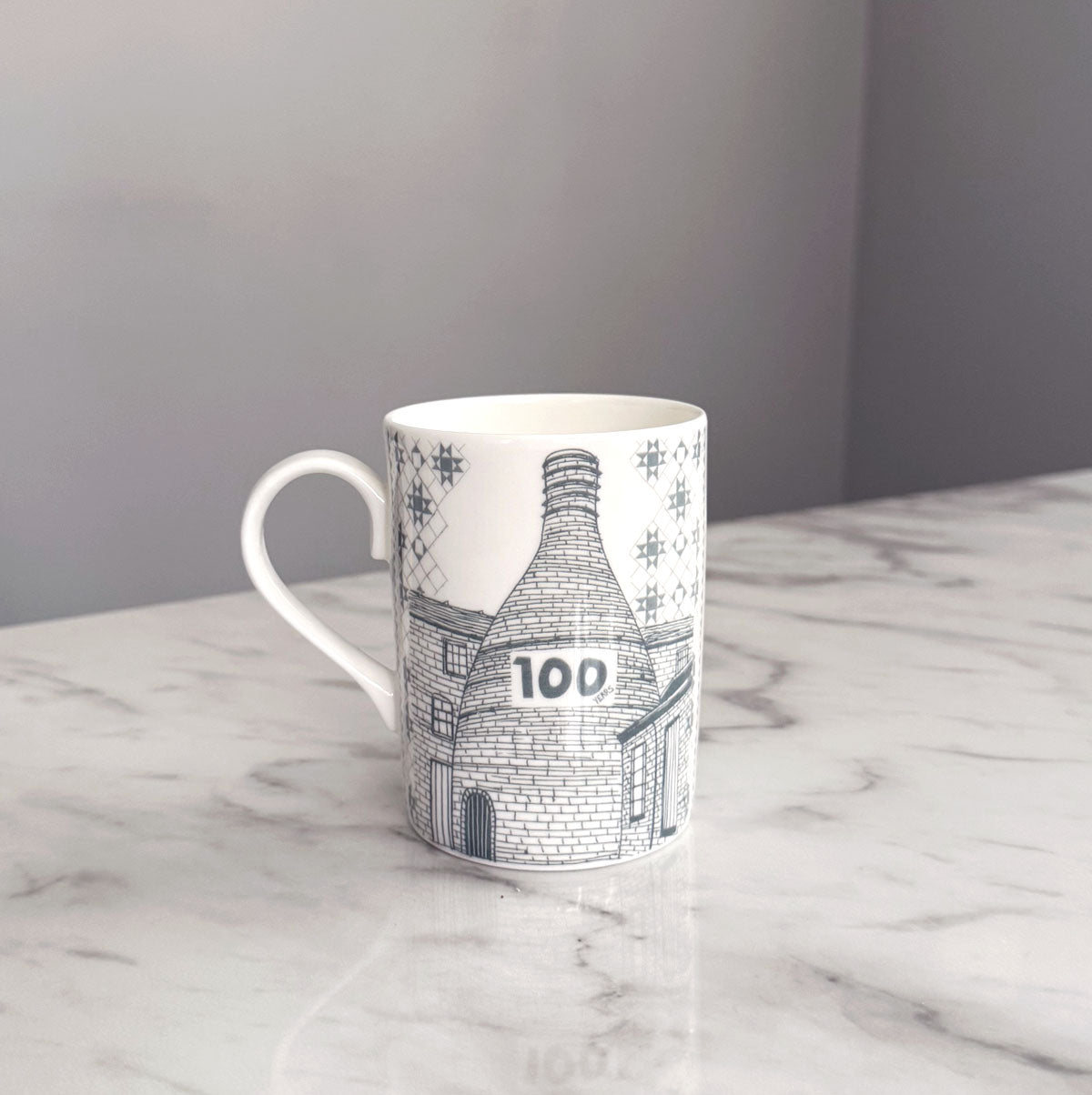 100 Years, Stoke-on-Trent Centenary Mug - Middleport Pottery Bottle Kiln Print, Grey