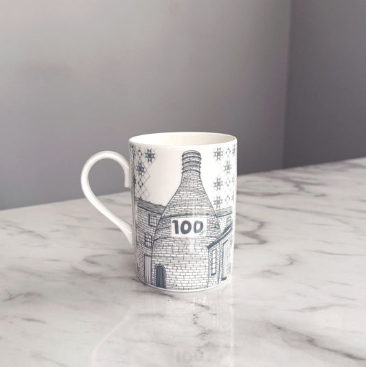 100 Years, Stoke-on-Trent Centenary Mug - Middleport Pottery Bottle Kiln Print, Grey