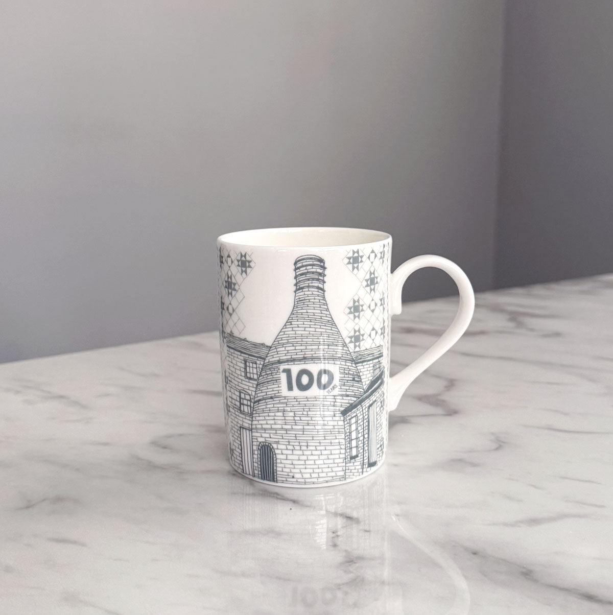 100 Years, Stoke-on-Trent Centenary Mug - Middleport Pottery Bottle Kiln Print, Grey