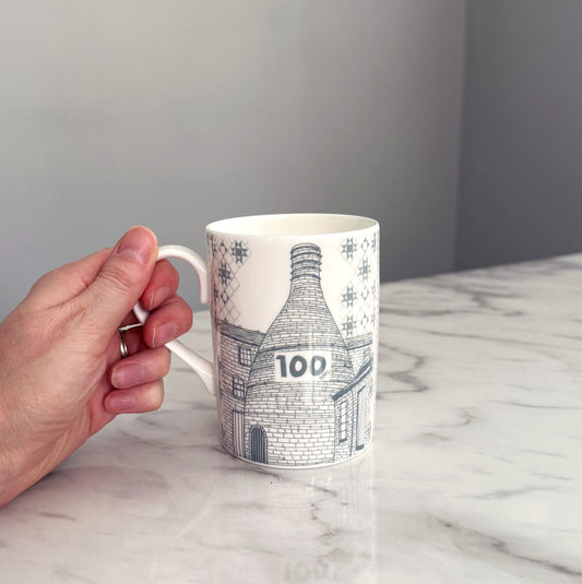 100 Years, Stoke-on-Trent Centenary Mug - Middleport Pottery Bottle Kiln Print, Grey