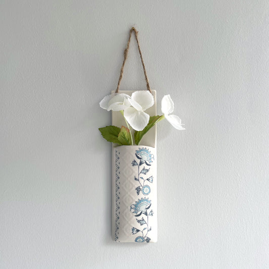 Narrow Wall Hanging Pocket Planter - Blue Fusion Design 2