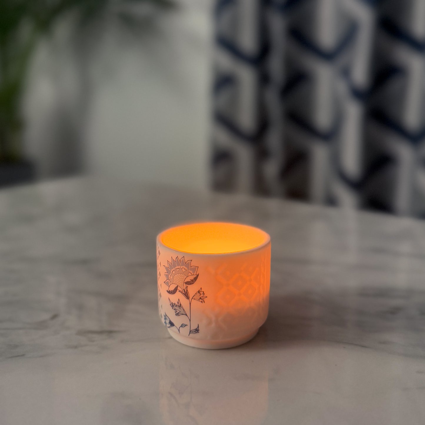 Small Etched Fusion Tealight Holder - Jasmine