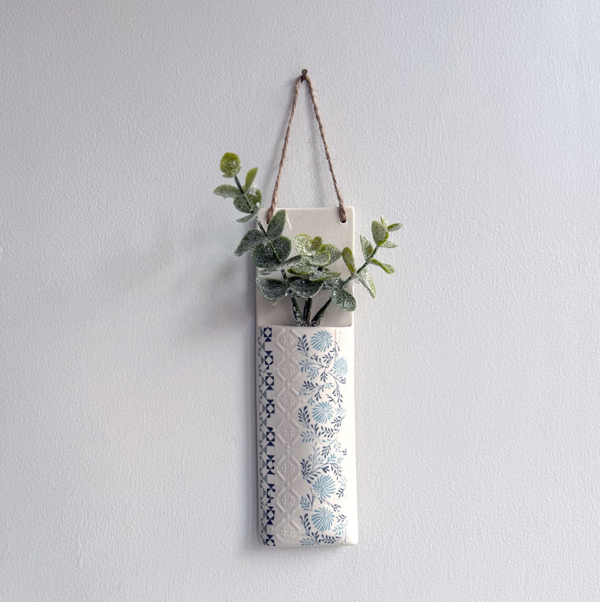 Narrow Wall Hanging Pocket Planter - Blue Fusion Design 1
