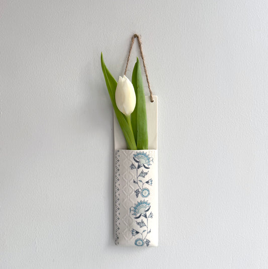 Narrow Wall Hanging Pocket Planter - Blue Fusion Design 2
