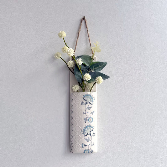 Narrow Wall Hanging Pocket Planter - Blue Fusion Design 2