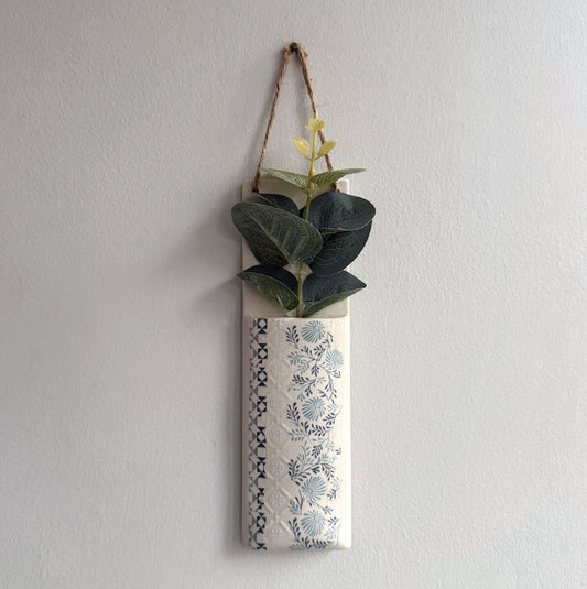 Narrow Wall Hanging Pocket Planter - Blue Fusion Design 1