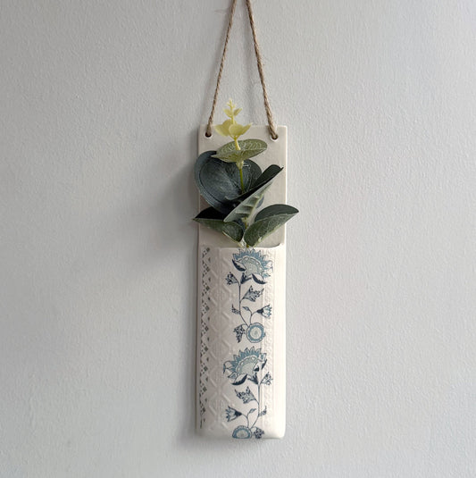 Narrow Wall Hanging Pocket Planter - Blue Fusion Design 2