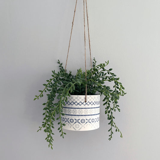 Large Hanging Planter Pot - Victorian Tiles