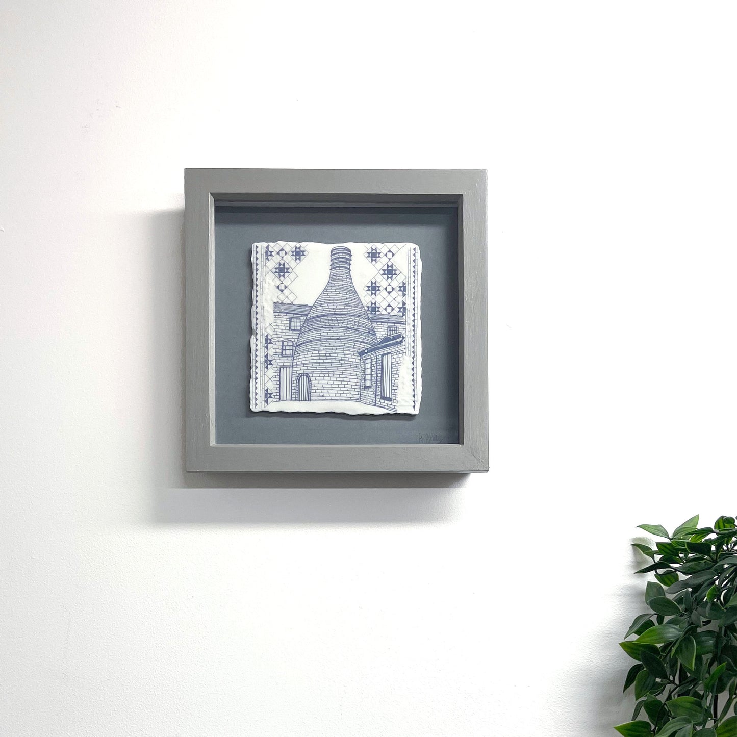 Framed Porcelain Bottle Kiln Tile - Grey Frame