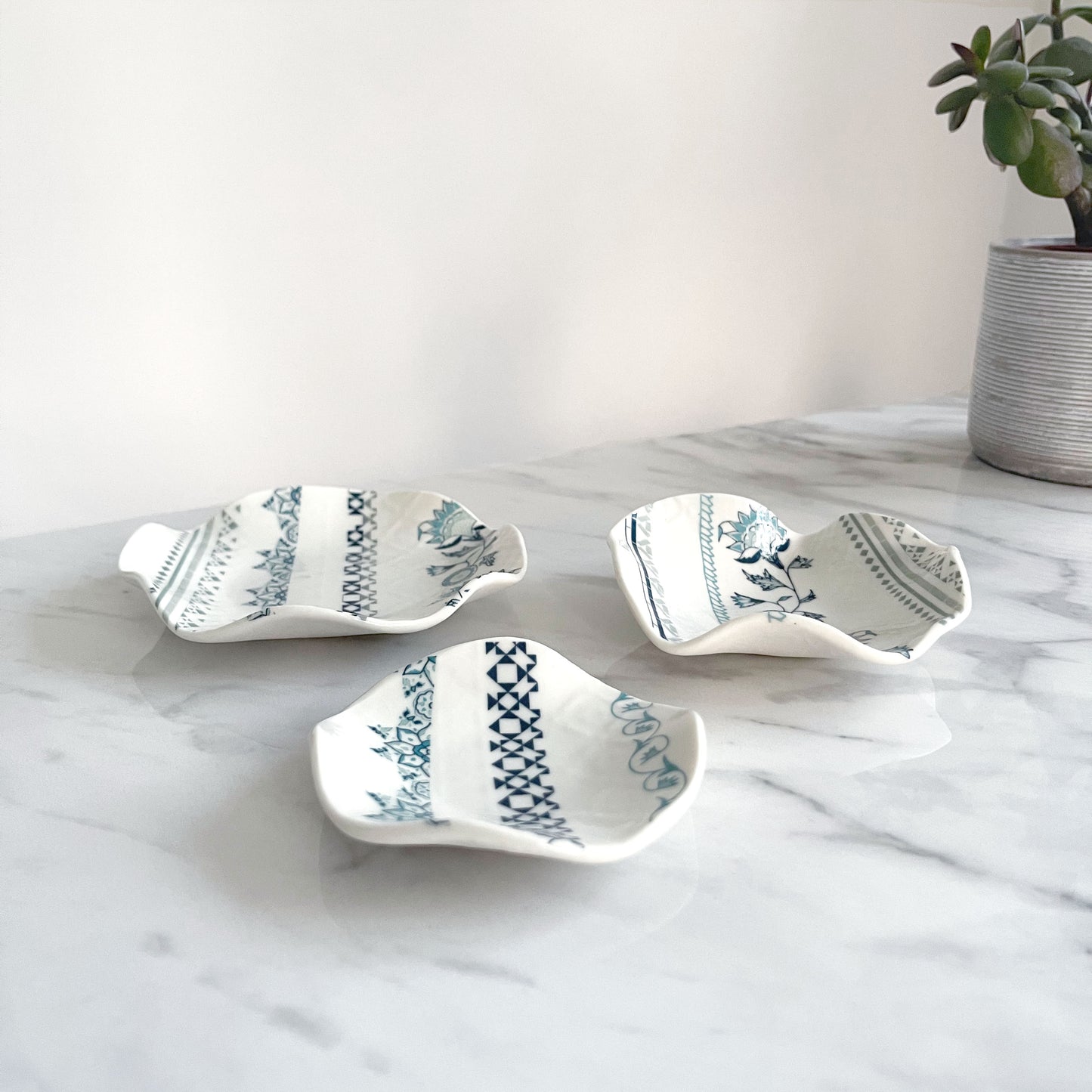 Tiny Porcelain Jewellery/Trinket Dish - Jasmine Print