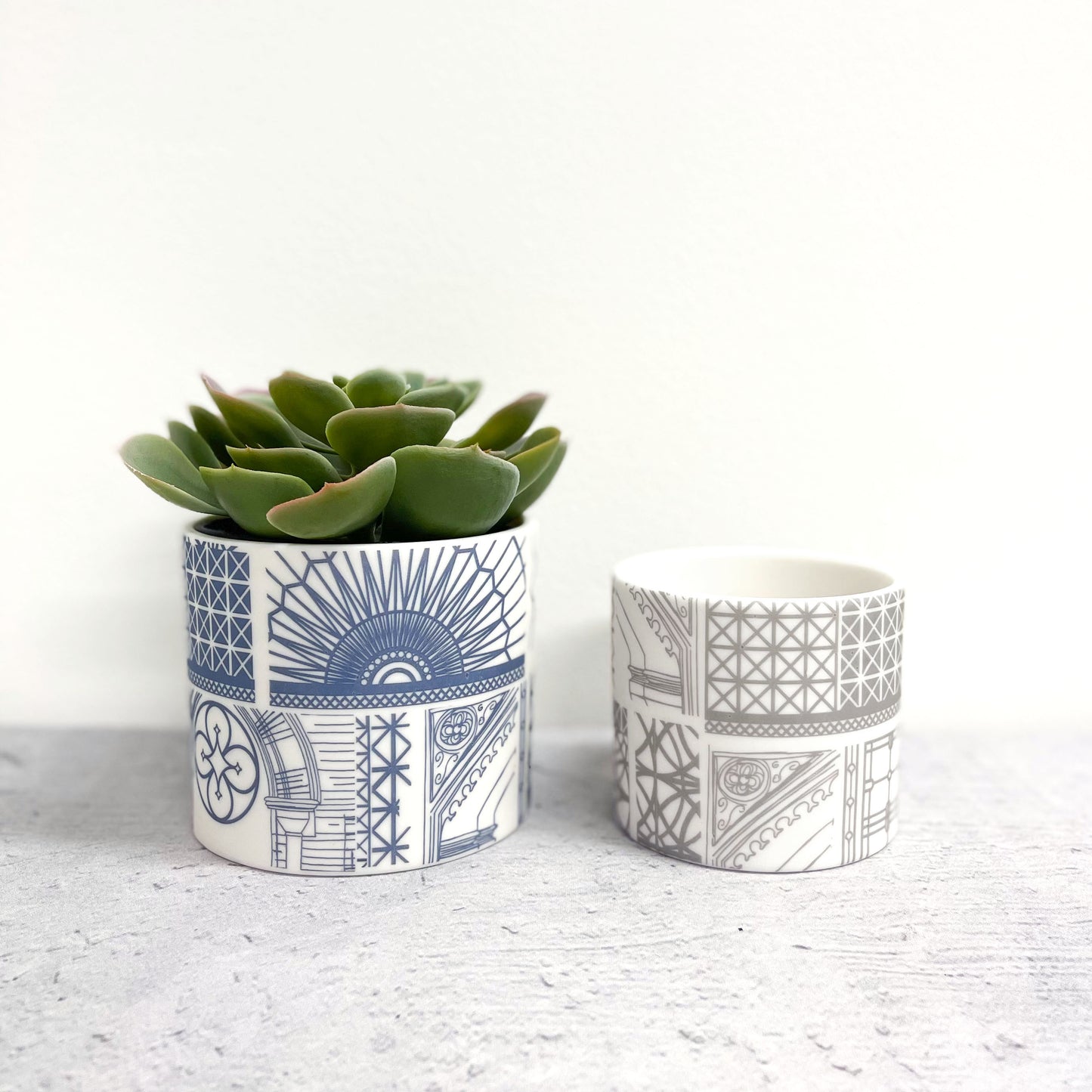 Large Architecture Planter Pot/ Tealight Holder - Blue