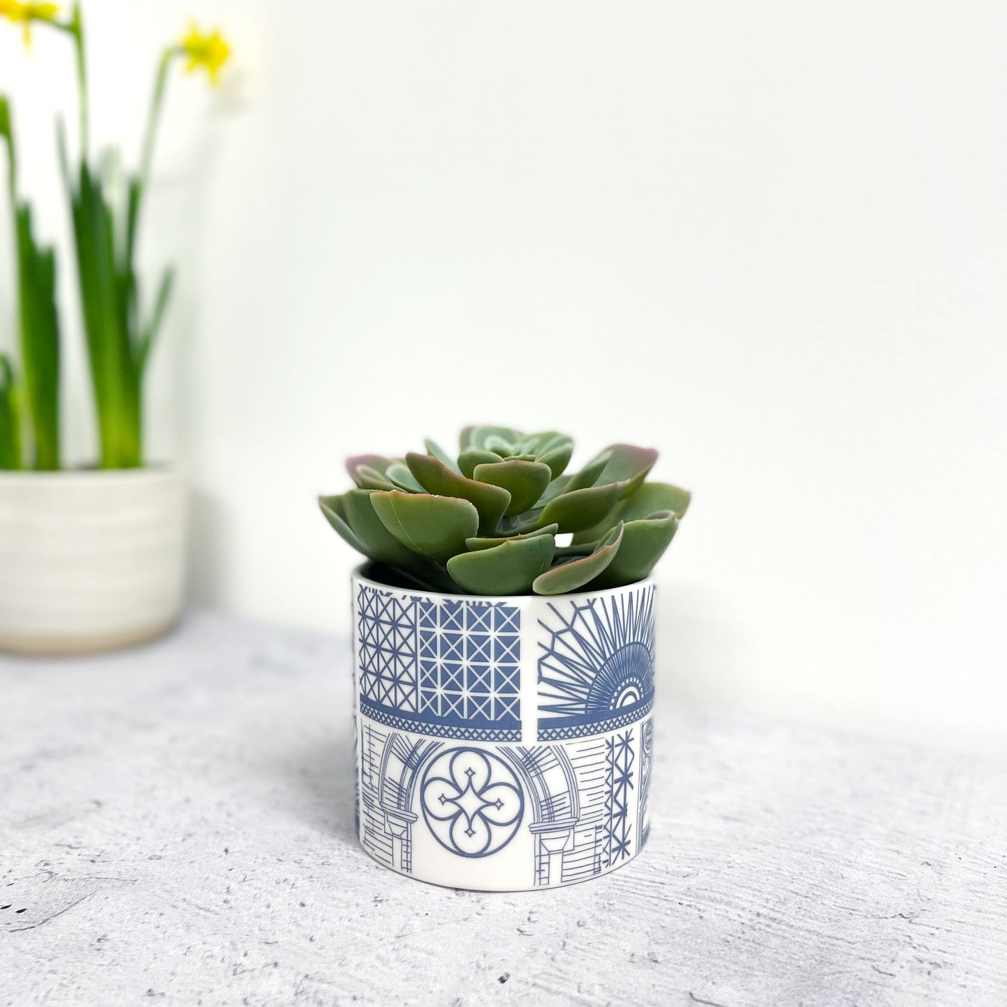 Large Architecture Planter Pot/ Tealight Holder - Blue