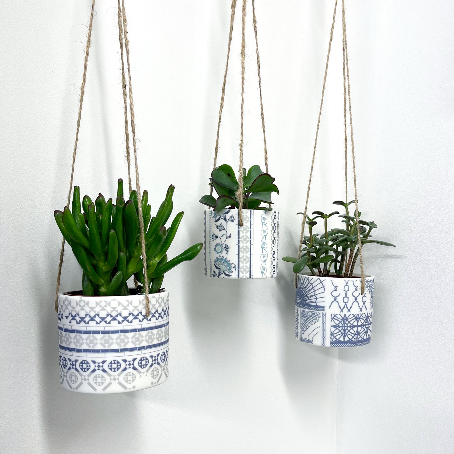 Large Architecture Hanging Planter Pot - Blue