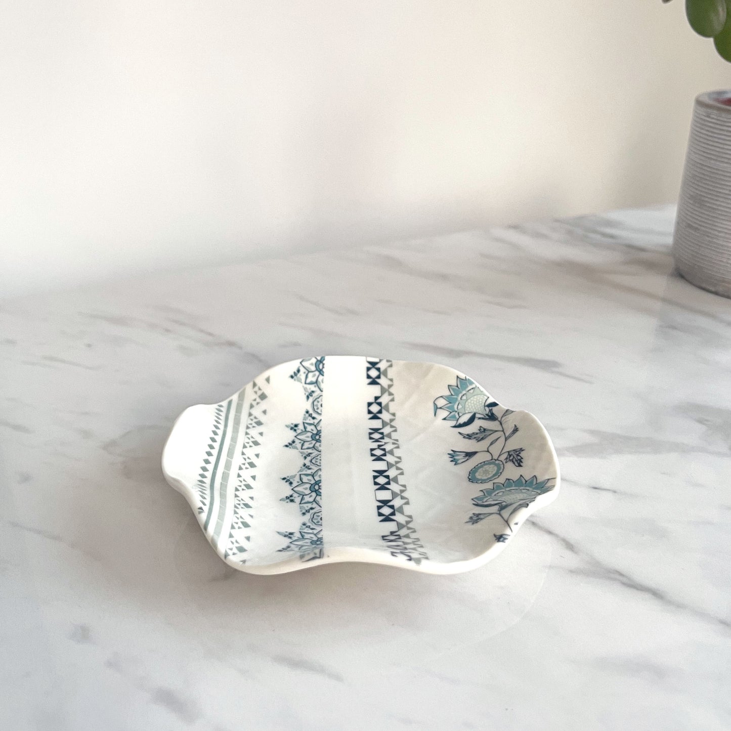 Medium Porcelain Trinket Dish/ Teabag Holder - Jasmine Print