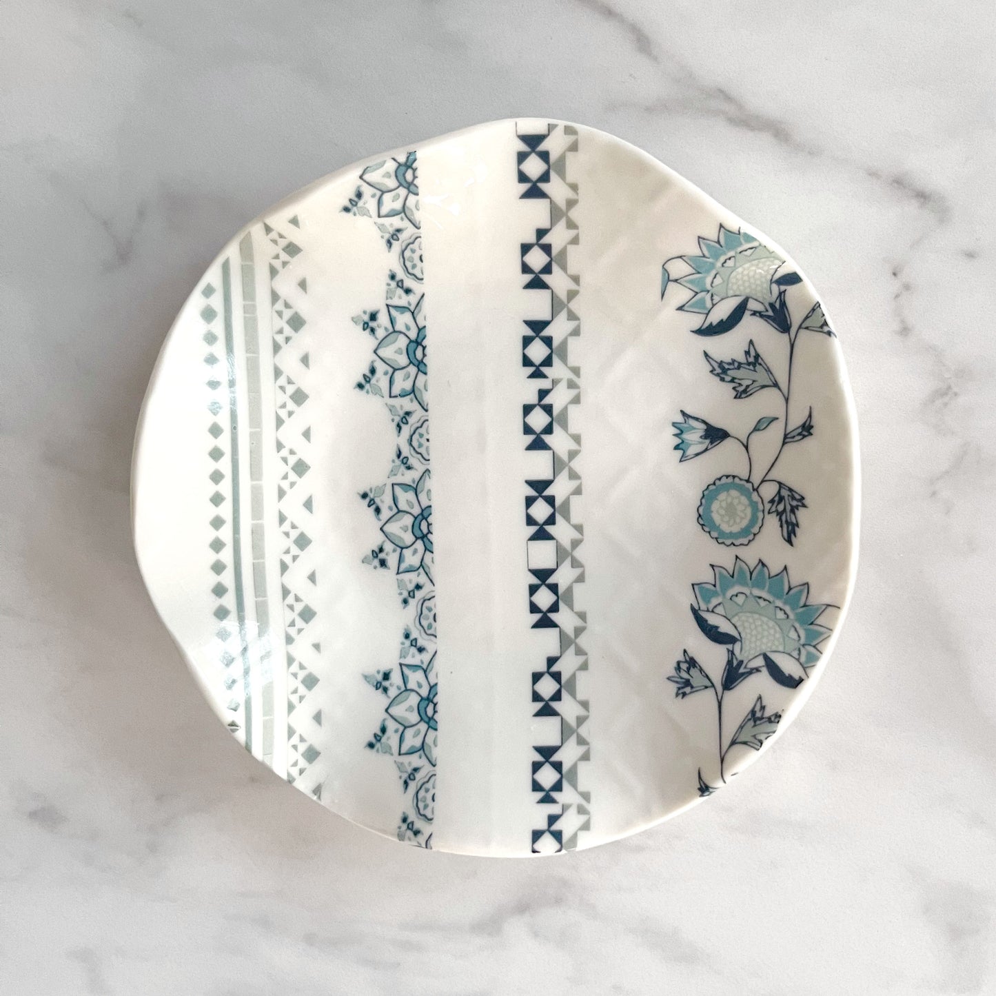 Medium Porcelain Trinket Dish/ Teabag Holder - Jasmine Print