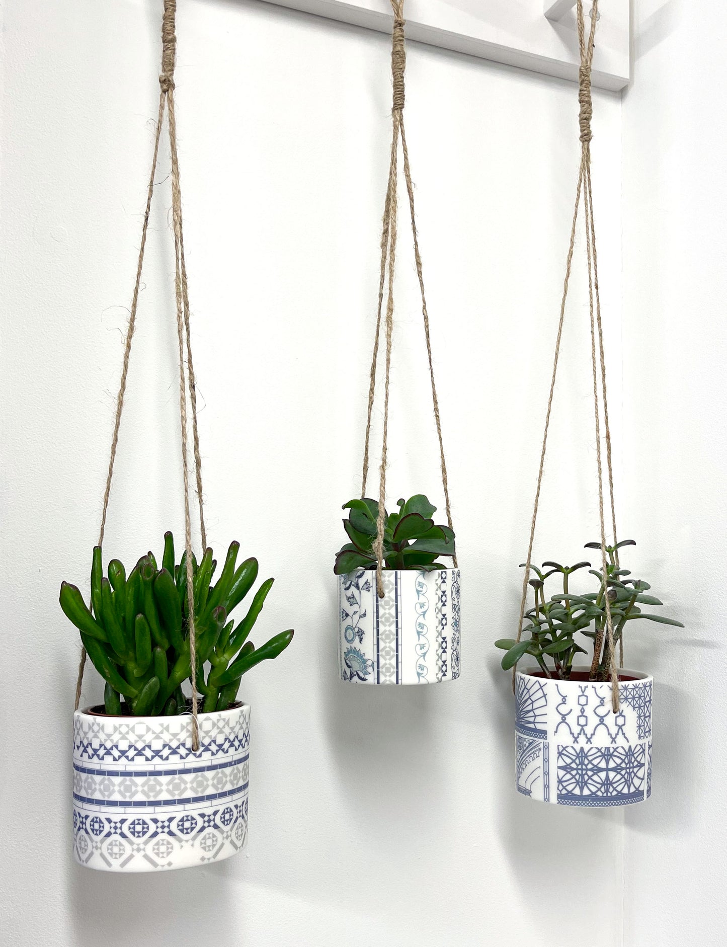 Large Architecture Hanging Planter Pot - Blue