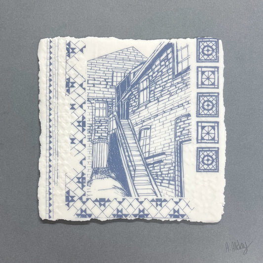 Framed Porcelain Middleport Pottery Slip House Tile - Grey Frame