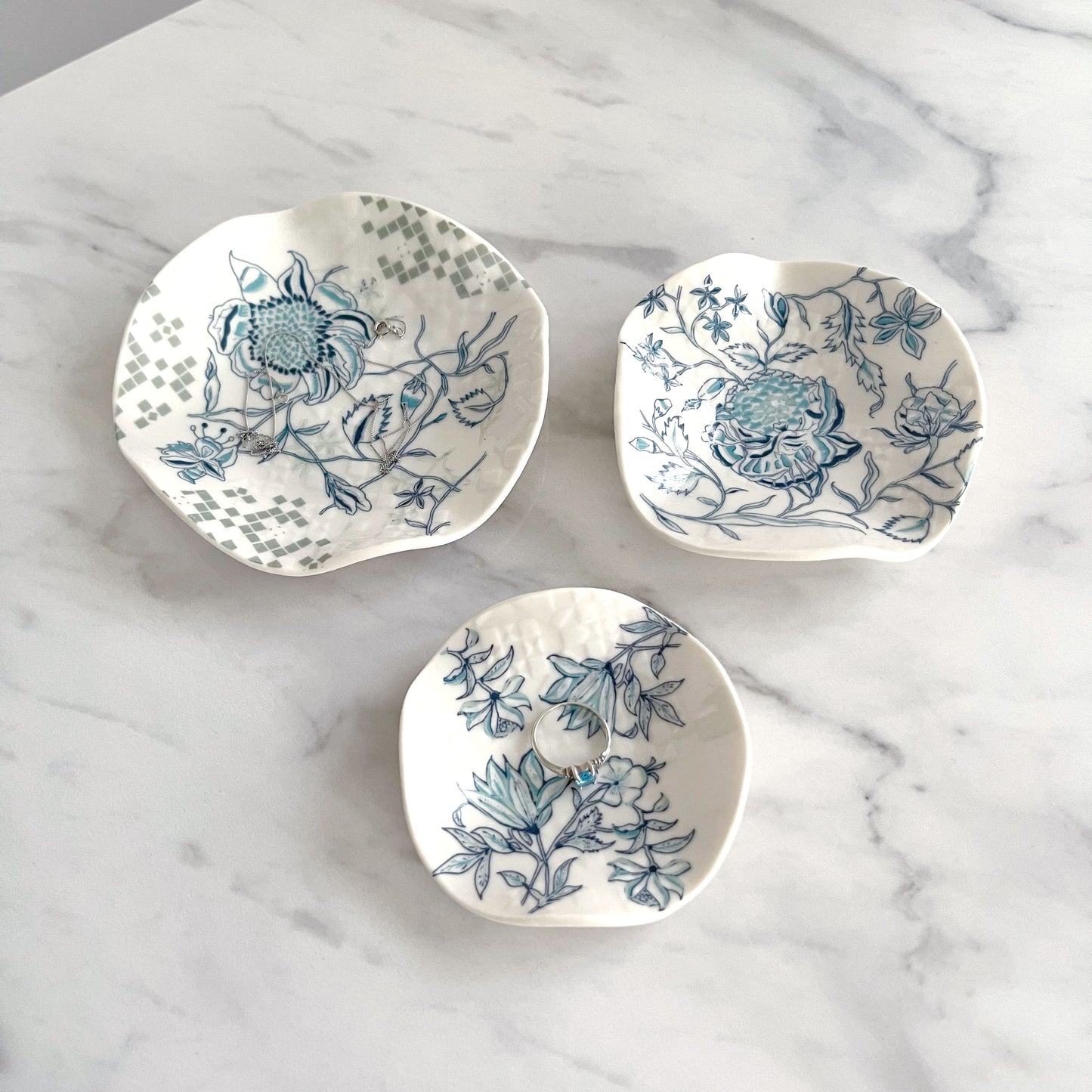 Tiny Porcelain Jewellery/Trinket Dish - Azalea Print