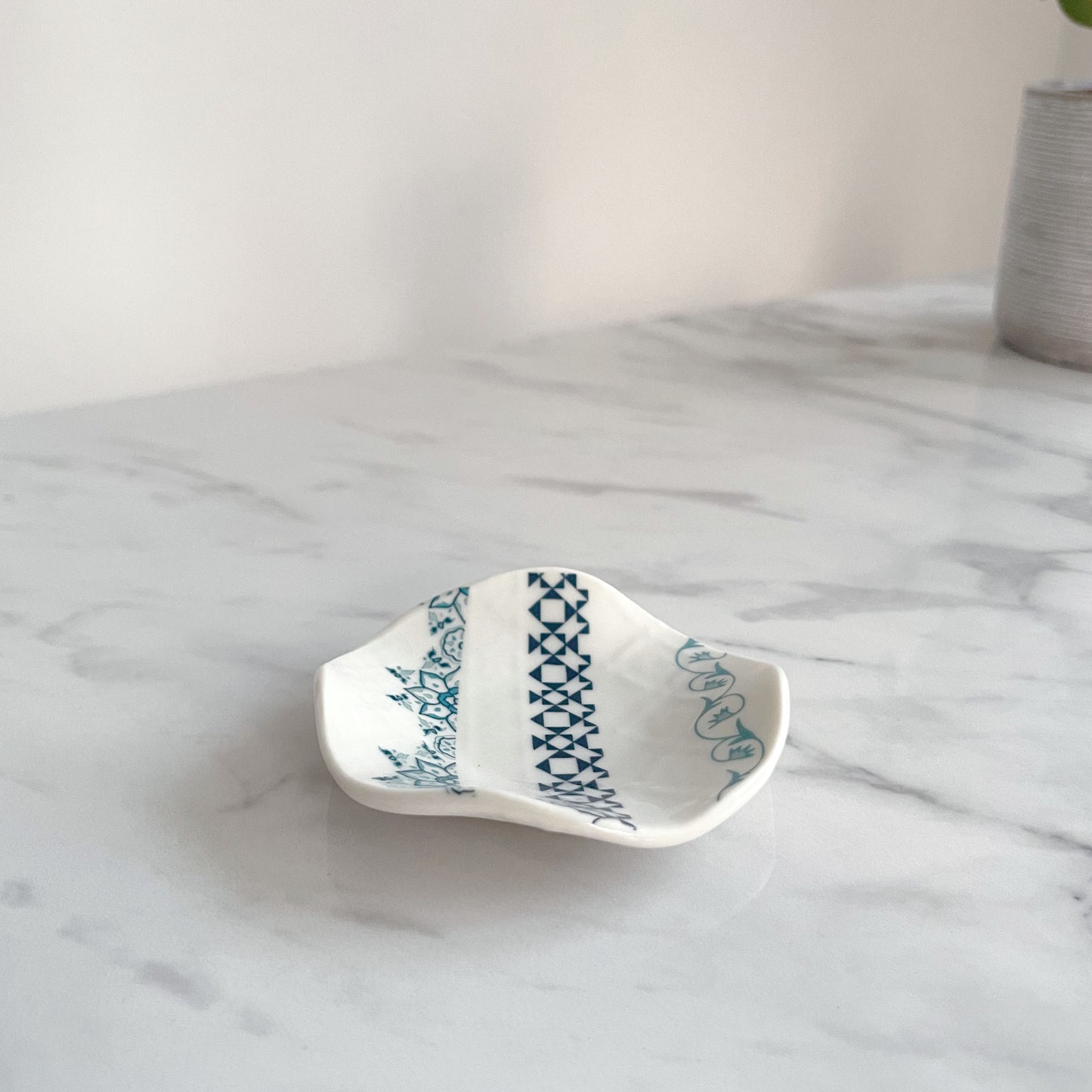 Tiny Porcelain Jewellery/Trinket Dish - Jasmine Print