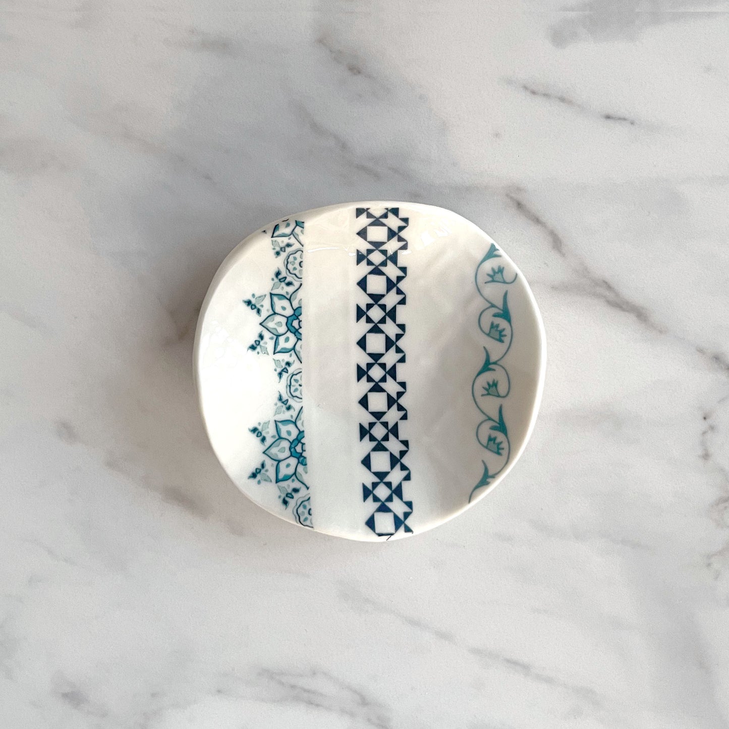 Tiny Porcelain Jewellery/Trinket Dish - Jasmine Print