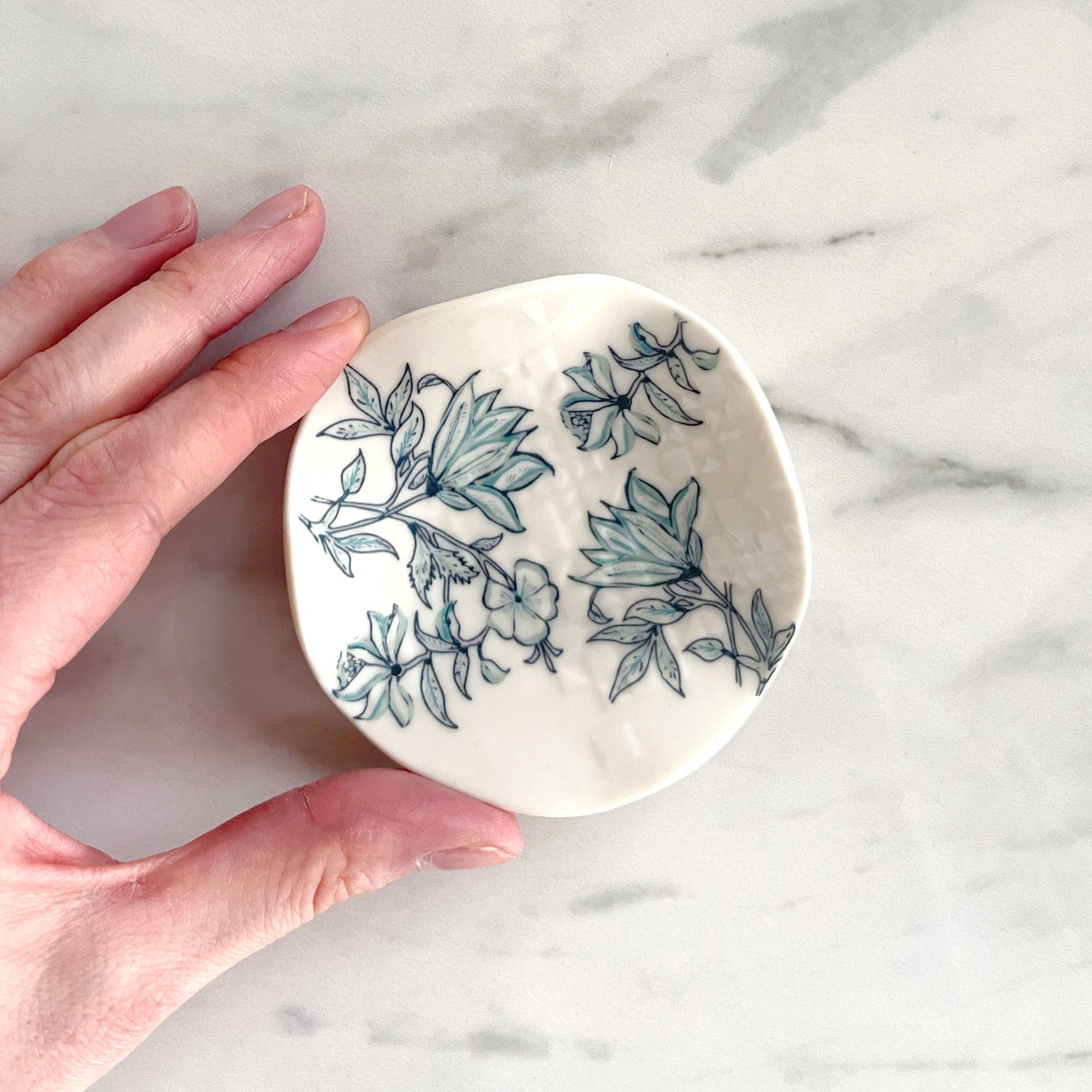 Tiny Porcelain Jewellery/Trinket Dish - Azalea Print