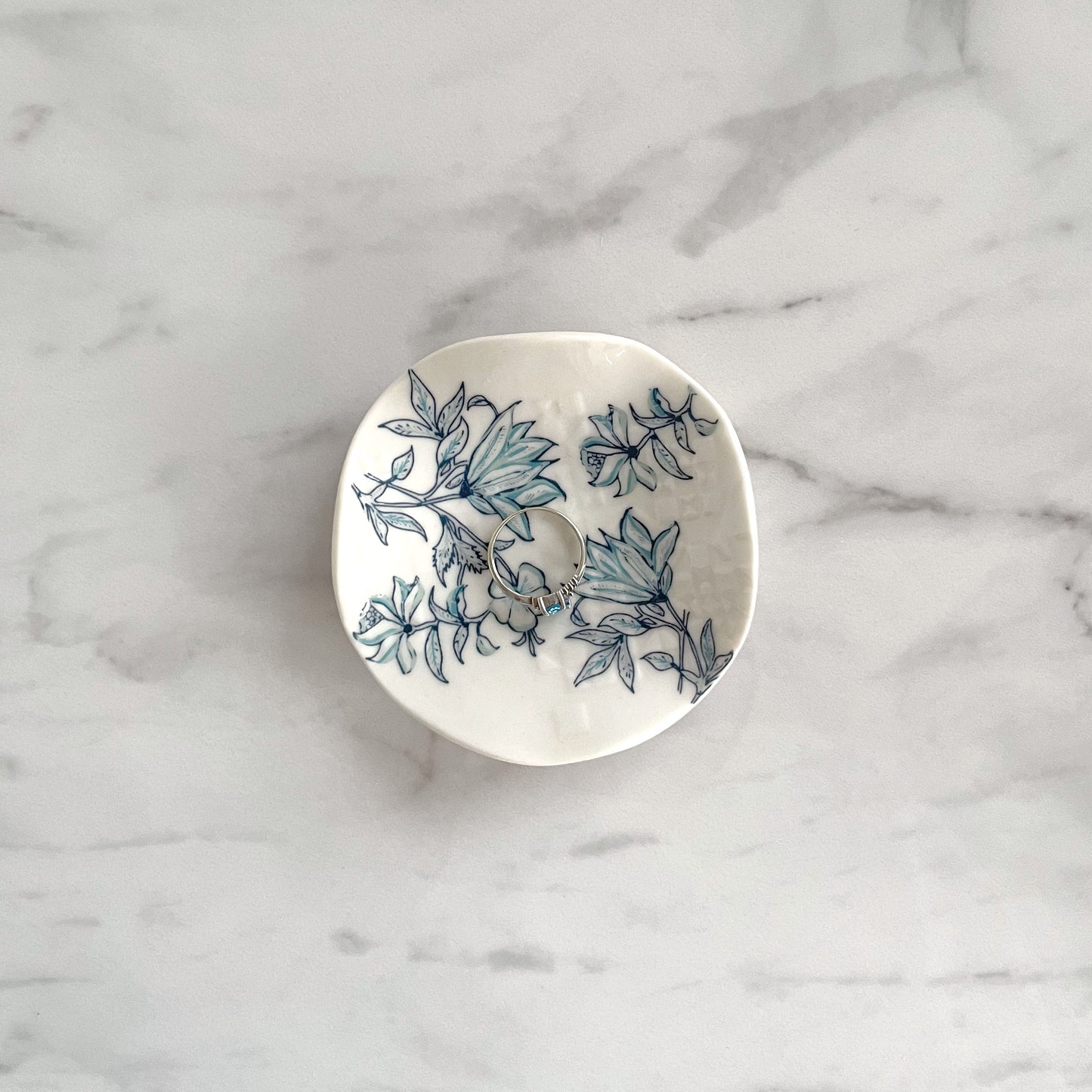 Tiny Porcelain Jewellery/Trinket Dish - Azalea Print