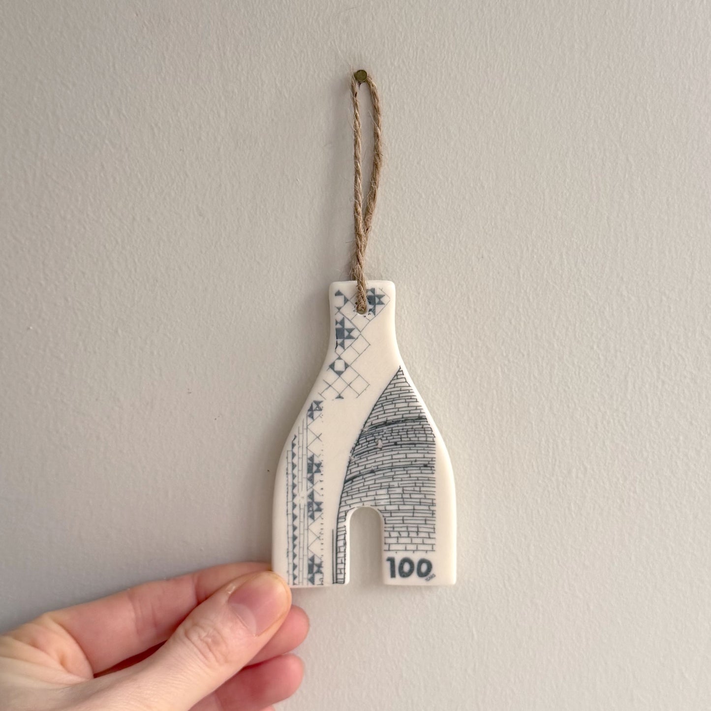 Handmade Bottle Kiln Decoration - 100 Years, Stoke-on-Trent Centenary, Blue