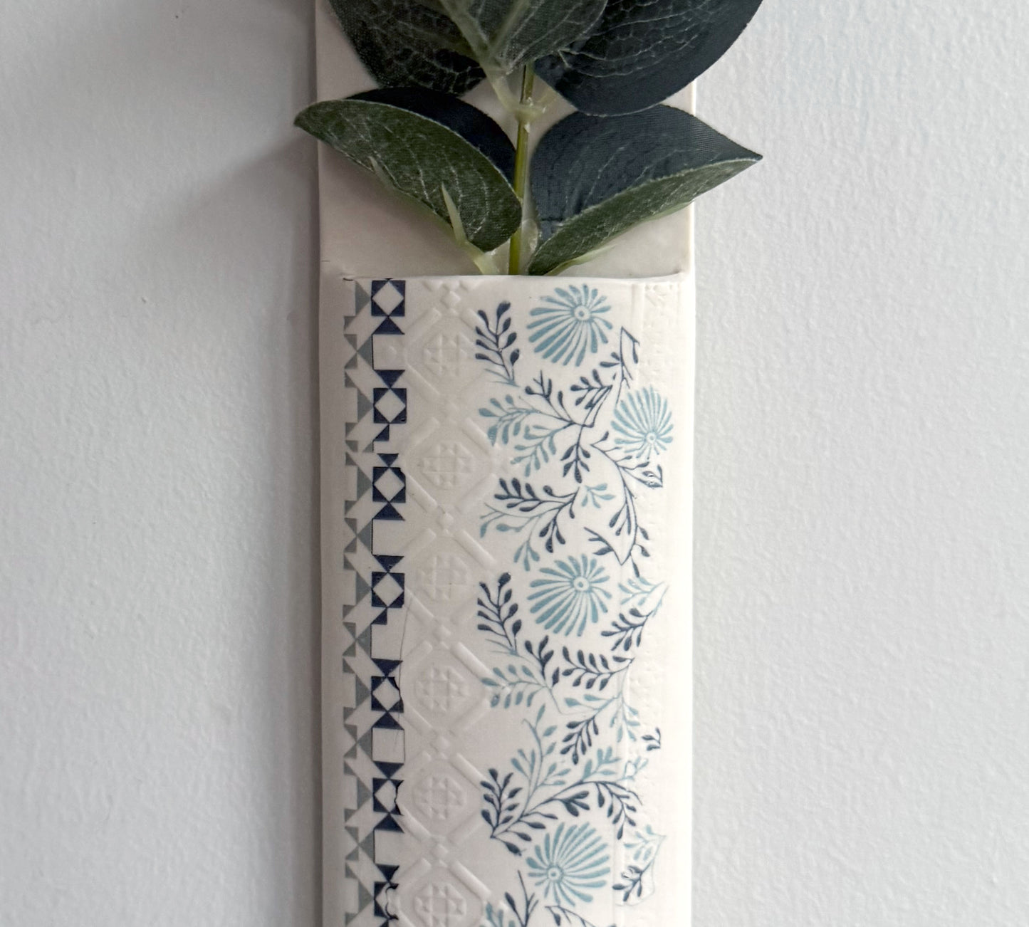 Narrow Wall Hanging Pocket Planter - Blue Fusion Design 1
