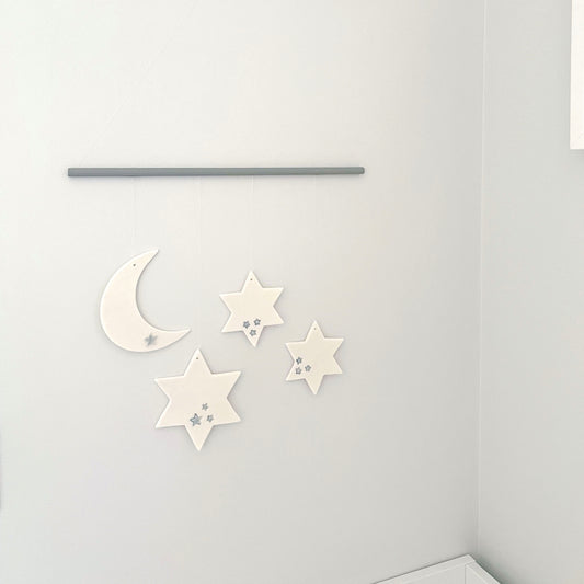 Stars & Moon Mobile - Grey