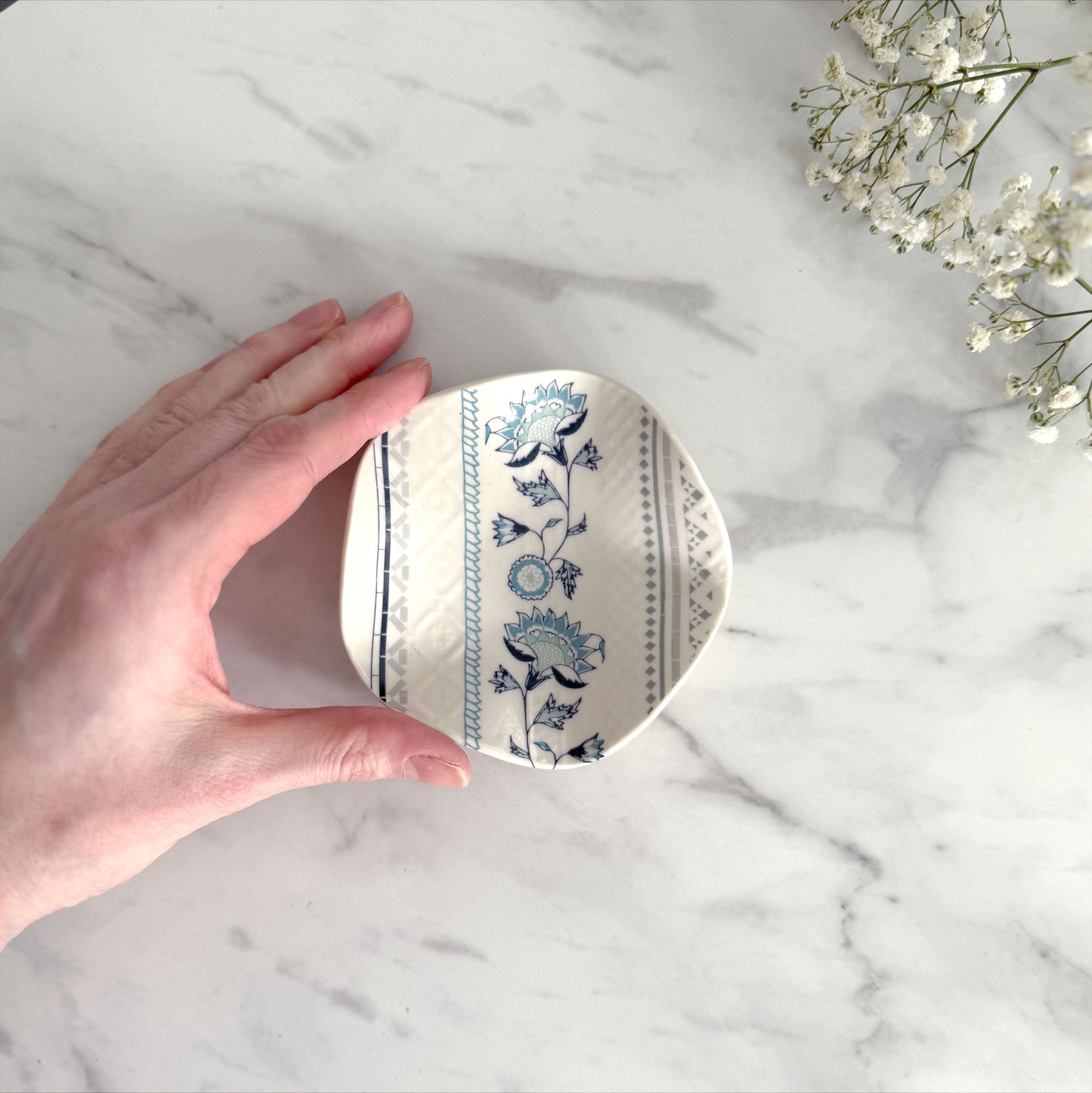 Small Porcelain Jewellery/Trinket Dish - Jasmine Print