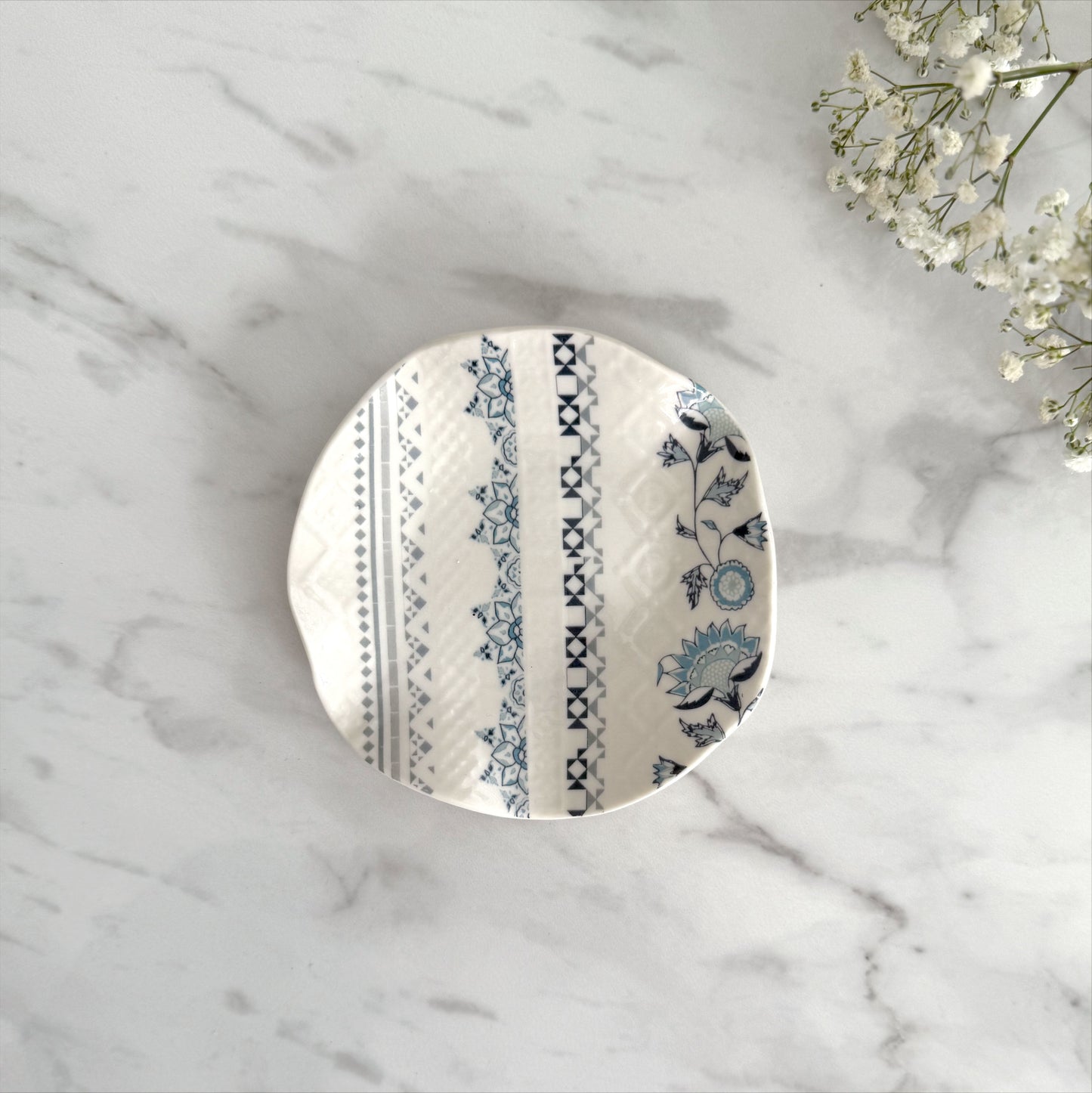 Medium Porcelain Trinket Dish/ Teabag Holder - Jasmine Print