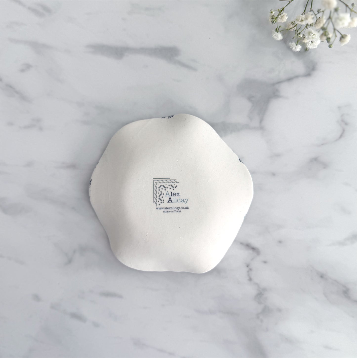 Medium Porcelain Trinket Dish/ Teabag Holder - Jasmine Print