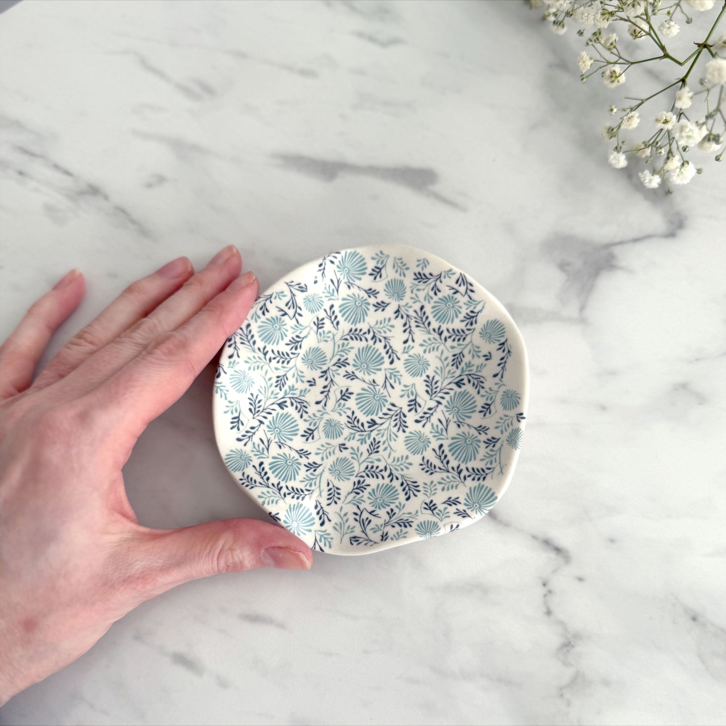 Medium Porcelain Jewellery/Trinket Dish - Daisy Print