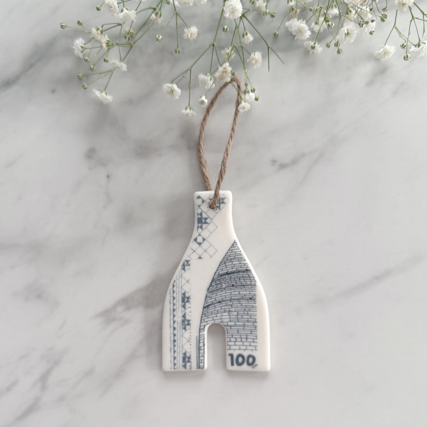 Handmade Bottle Kiln Decoration - 100 Years, Stoke-on-Trent Centenary, Blue