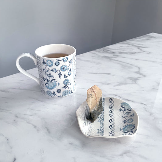 Medium Porcelain Trinket Dish/ Teabag Holder - Jasmine Print
