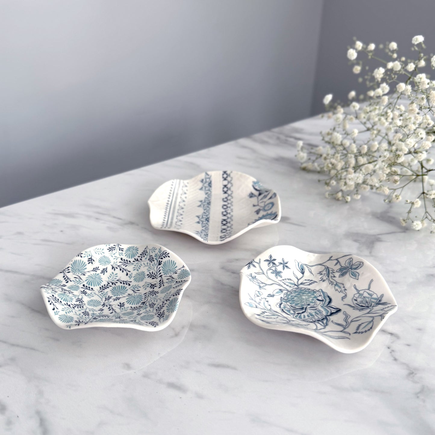 Small Porcelain Jewellery/Trinket Dish - Peony Print