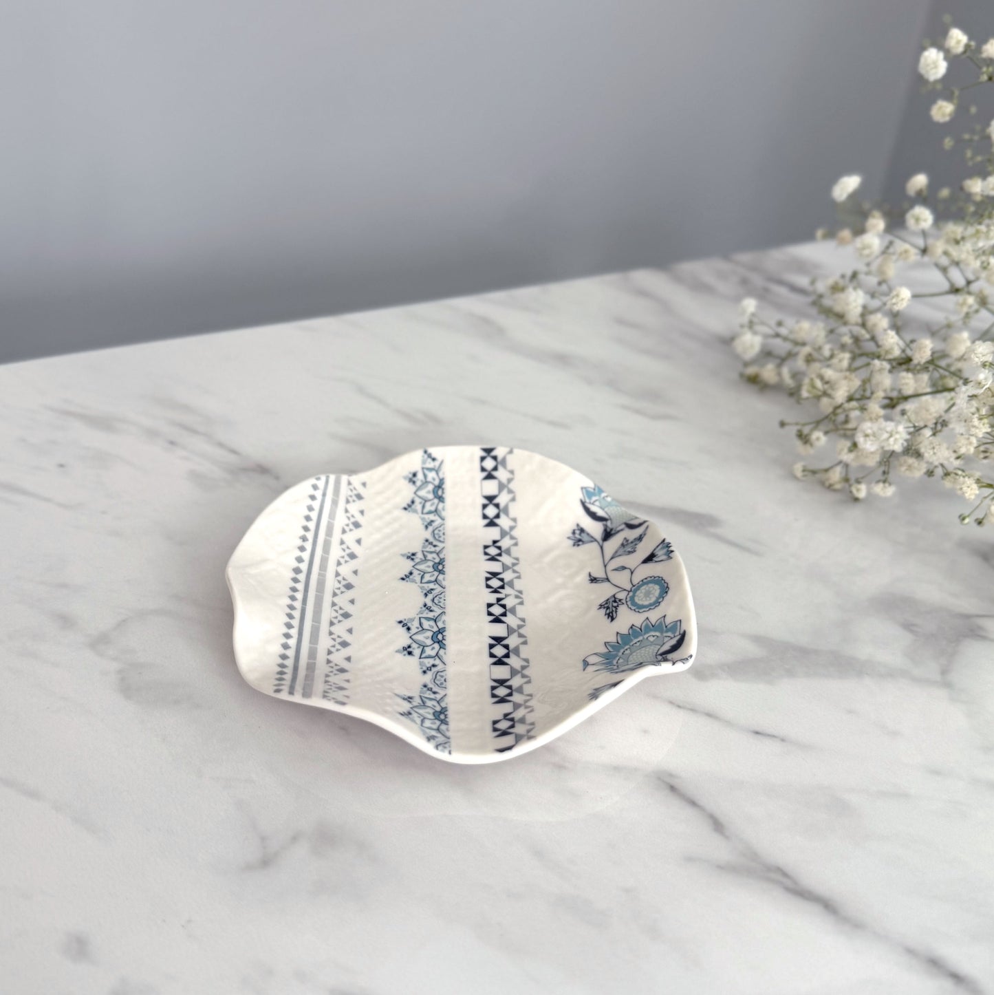 Medium Porcelain Trinket Dish/ Teabag Holder - Jasmine Print