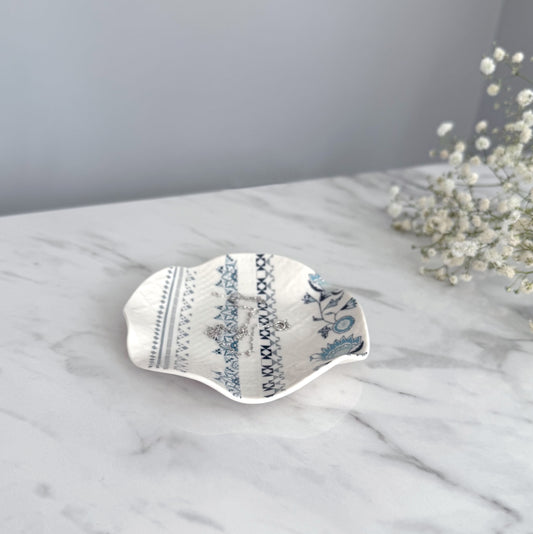 Medium Porcelain Trinket Dish/ Teabag Holder - Jasmine Print