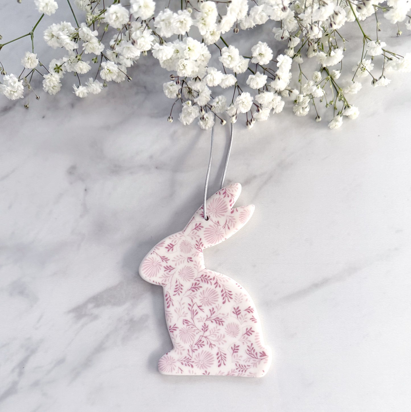 Handmade Daisy Bunny Decoration - Pink