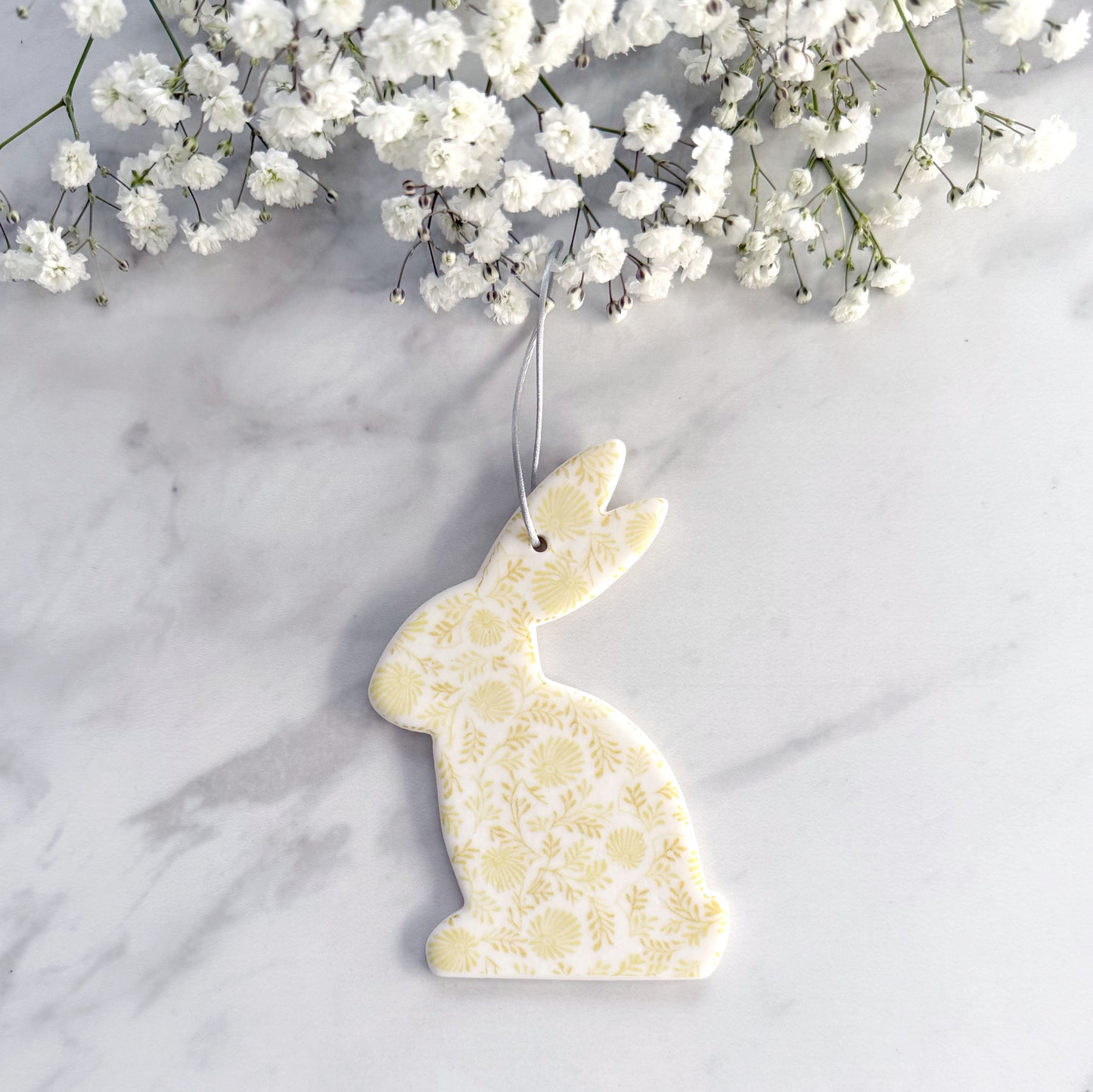 Handmade Daisy Bunny Decoration - Yellow