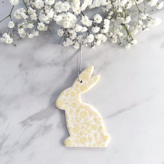 Handmade Daisy Bunny Decoration - Yellow