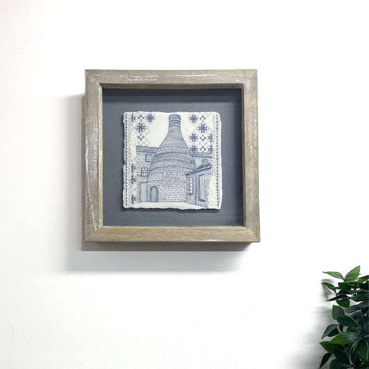 Framed Porcelain Bottle Kiln Tile - Distressed Frame