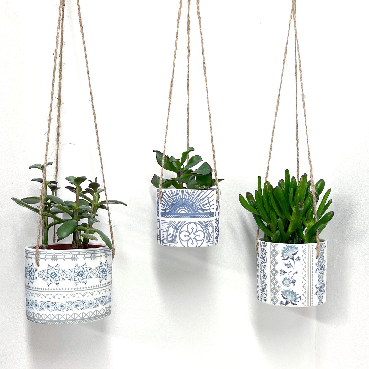 Hanging Planter Pot - Blue Architecture