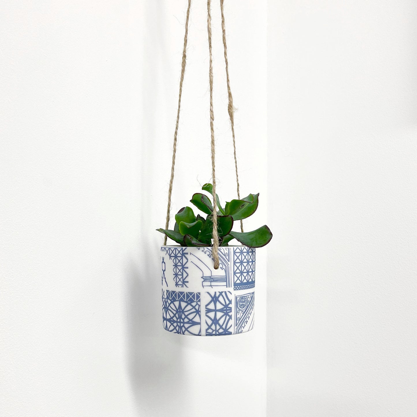 Hanging Planter Pot - Blue Architecture