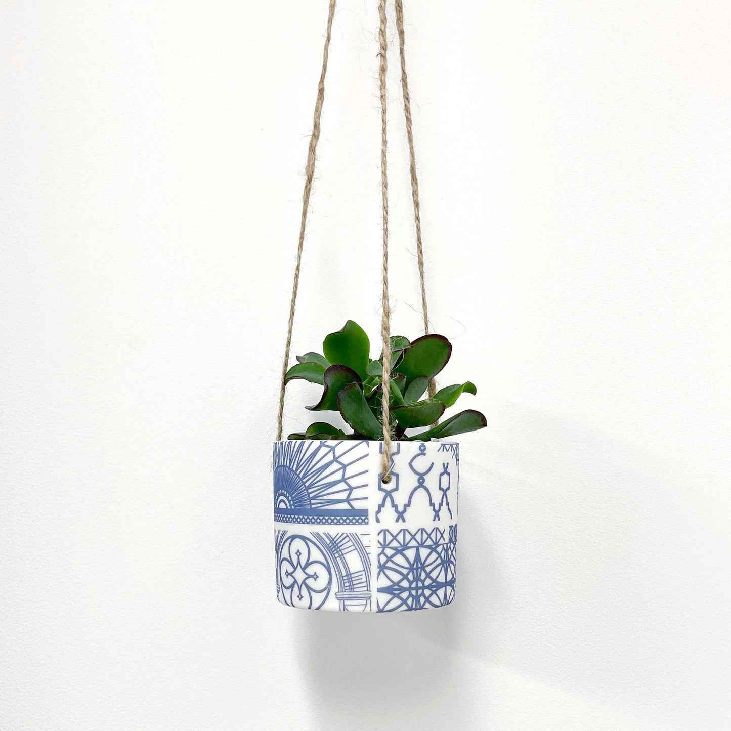 Hanging Planter Pot - Blue Architecture