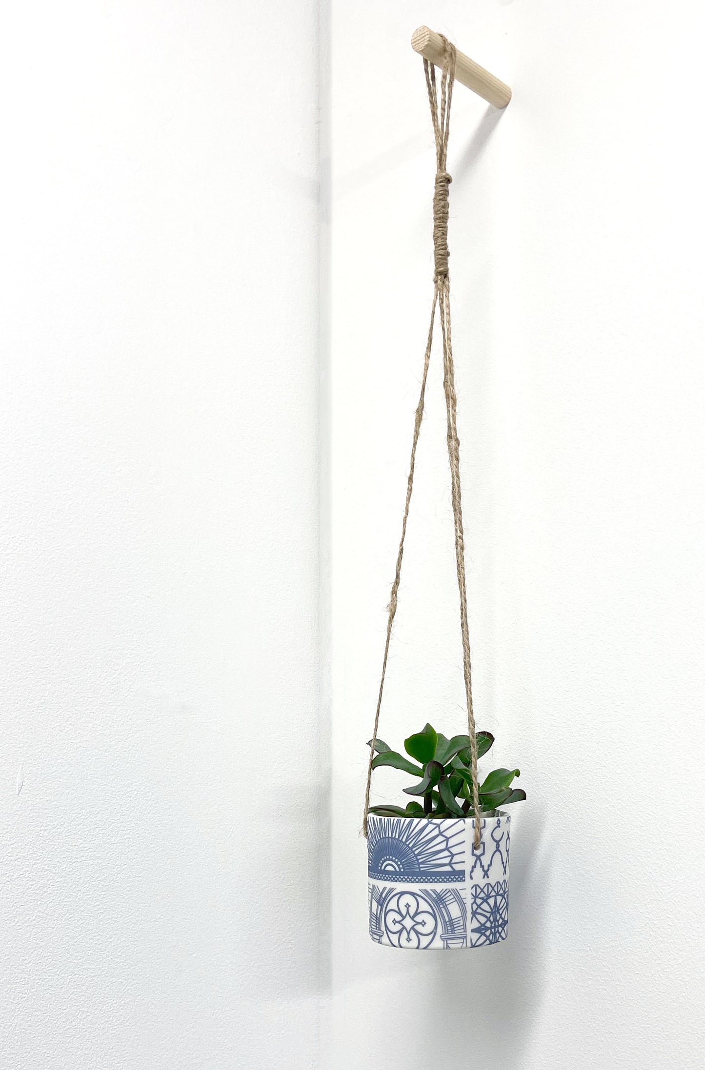 Hanging Planter Pot - Blue Architecture